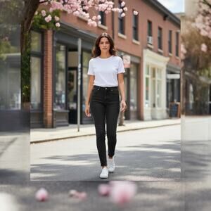 AYR Women’s Skinny Jeans Black Denim Size 25x32 Mid Rise Stretch